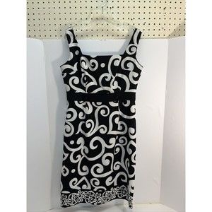 London Times Sleeveless Dress Womens Size 6 Black And White